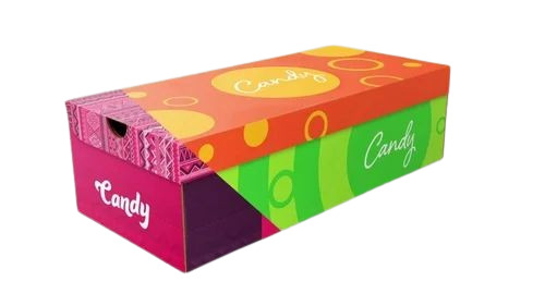 Shoes Packaging Box - 3 Ply Virgin Kraft Paper, Multi Color Rectangular Design | Ideal for Shoe Packaging Needs