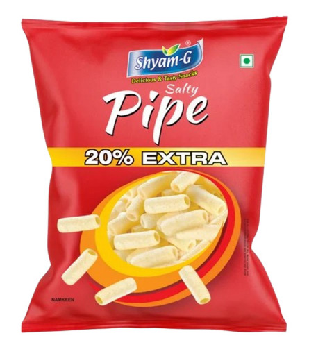 Shyam G Salty Pipe Snacks - 23g Packet, Fried Wheat Flour Snack With Onion Powder, Spicy & Tasty, FSSAI Certified, 6-Month Shelf Life