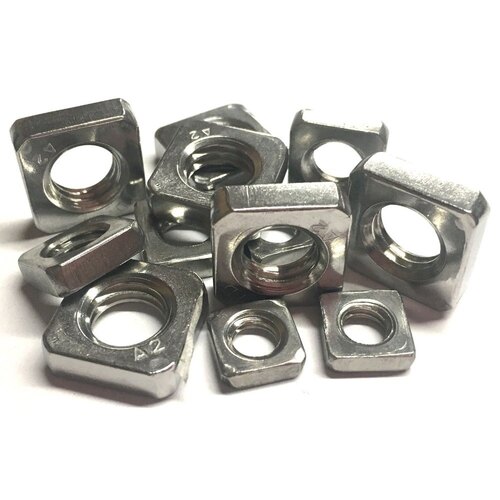 Stainless Steel Square Nut - Color: Silver