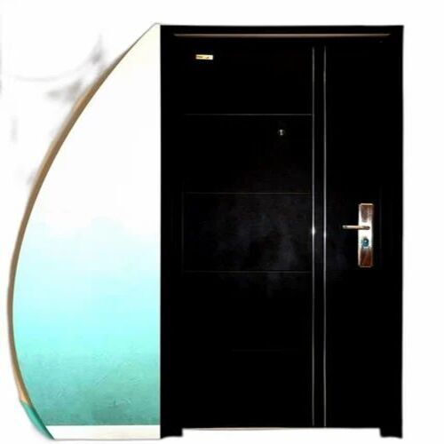 Black Security Steel Door - 7x4 Feet, 45 mm Thick Powder Coated Finish, 20 kg Weight, Durable Design for Home Applications