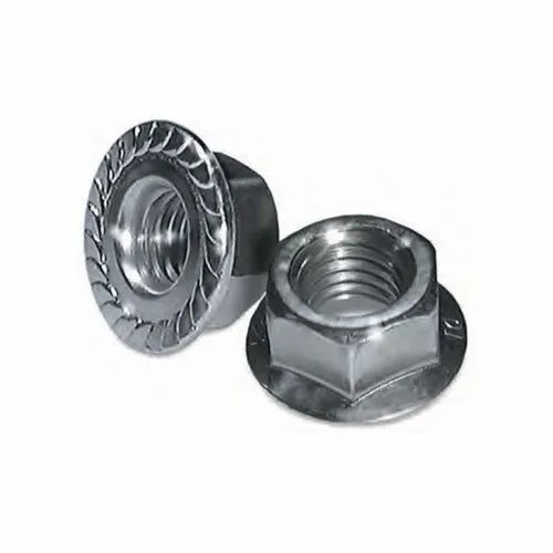 Flange Nut - Mild Steel, Size M4 To M12, Hexagonal Shape, Customizable Surface Finish | Silver Color, Industrial Application