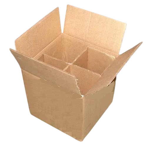 Partition Corrugated Box - Paper Material | Brown Color, Plain Design for Beverage Packaging
