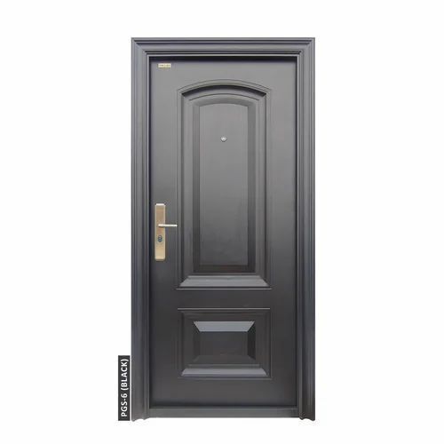 Security Steel Door - 7x4 Feet, Black Powder Coated Finish, 45 mm Thickness, 20 kg Weight