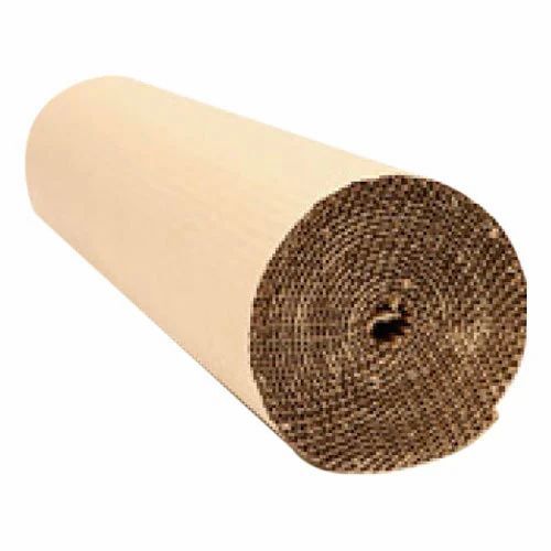 Single Faced Corrugated Paper Rolls - Kraft Paper 150 GSM, Double Wall 5 Ply Roll in Brown | Plain Pattern Design