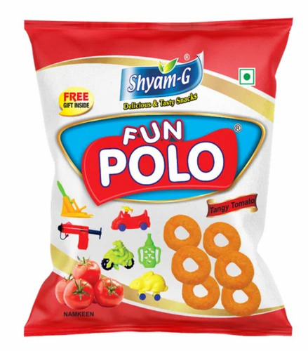 Tomato Fun Polo Fried Snacks - 12 Gram Packet | FSSAI Certified, Spicy, Tasty, Healthy, Salty, 6 Months Shelf Life