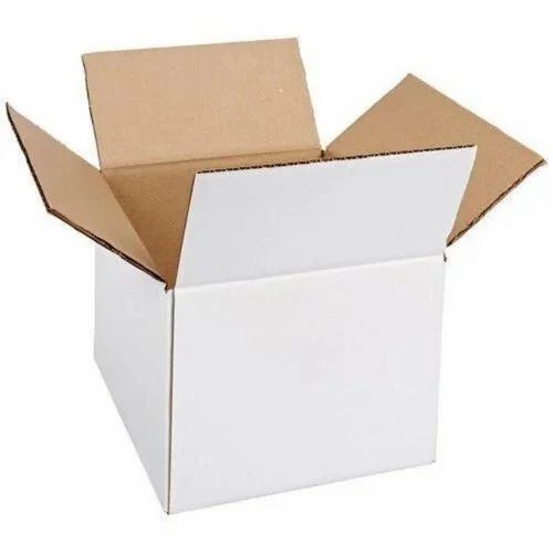 White Corrugated Packaging Box - Paper Material | Ideal for Apparel, Electronics, Food, Gift & Crafts Usage, Plain Design