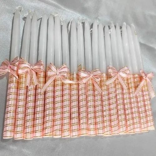 White Wax Candle - Paraffin Wax, Pillar Shape 8inch Height, White Color , 18 Piece Pack with 2 Hour Burning Time, Ideal for Home Decoration