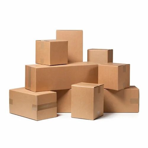 Corrugated Cartons Box - Double Wall 5 Ply Virgin Kraft Paper, Rectangular Shape, Brown Color | Handmade, Full Overlap Slotted Container