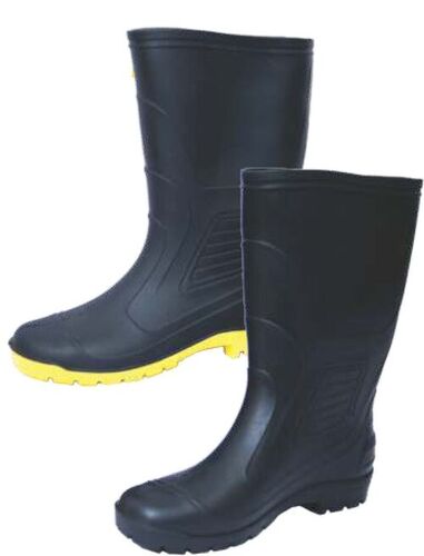 Gumboot - PVC Material, 13 Inch Full Height, Black & Yellow Colors | Unisex, High Heel Design, Suitable for All Seasons and Sizes