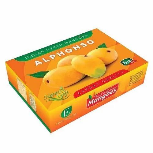 Mango Packaging Box - 5 Ply Double Wall, Multi Color Printed Design with Window Patching | Paper Material, Weight Holding Capacity of 5-10 Kg