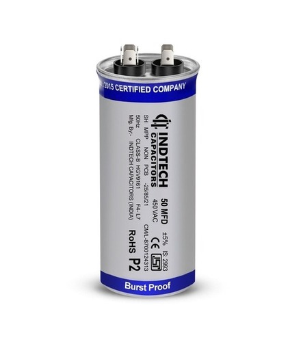 Ac Capacitor - Aluminium, 25 to 70 Capacitance, 440 VAC Voltage Rating | Heavy Duty Design, Ripple Compatible, Surface Mount Land Size