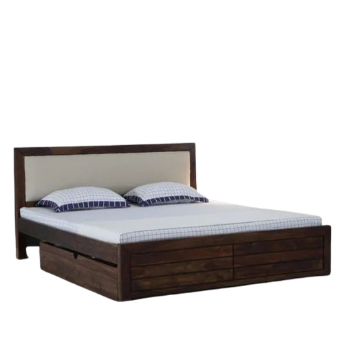 Brown Sheesham Wood Double Bed - Queen Size, Polished Finish | Durable, Fancy Design, Easy to Clean
