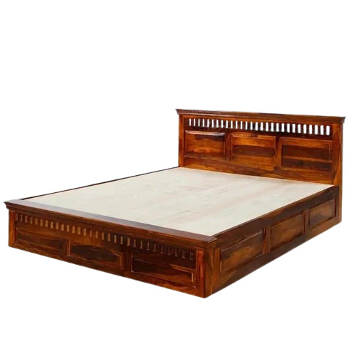 Brown Sheesham Wood Double Bed - 6x6 Feet, Comfortable Plain Design | Durable, Easy to Clean, Polished Finish