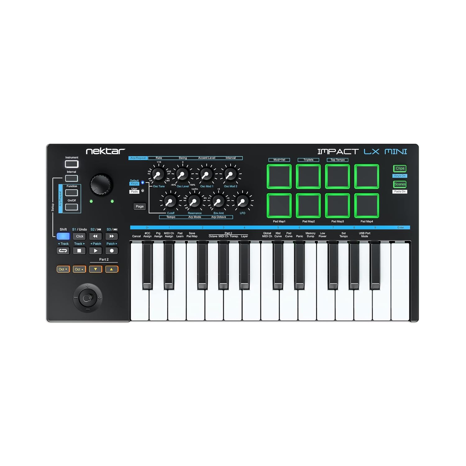 Nektar Impact Lx Mini 25 Key Usb Midi Controller Keyboard With Daw Integration