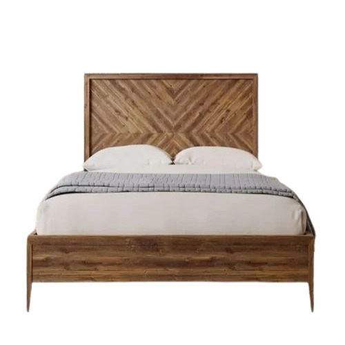 Plain Wooden Single Bed - Teak Wood Polished Finish Brown Color | Durable and Fancy Easy to Clean Indoor Furniture