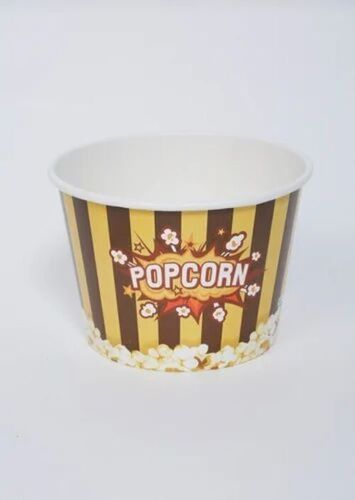 Popcorn Tub - Paper, Round, Multicolor | 100 Pieces Per Packet, New Condition, Ideal for Parties and Events