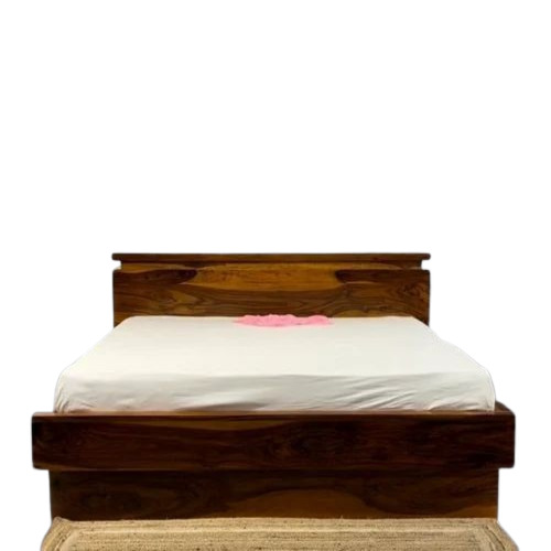 Wooden Storage Double Bed - Shesham Wood Queen Size Brown Finish | Durable Easy to Clean Polished Design for Indoor Use