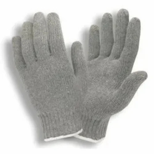 Cotton Knitted Gloves - Grey, Size S-L | Multicolor, Anti-Wrinkle, Anti-Shrink, Customizable Palm