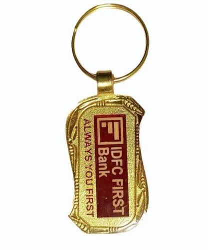 Golden Metal Keychain - Iron Material, Gold Plated Finish, Attractive Golden Design | Hanging Key Type, Plain Pattern, Good Quality