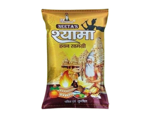 Hawan Samagri Packaging Pouch - Plastic, Multi Color | Printed Design for Versatile Usage and Eco-Friendly Packaging Solution