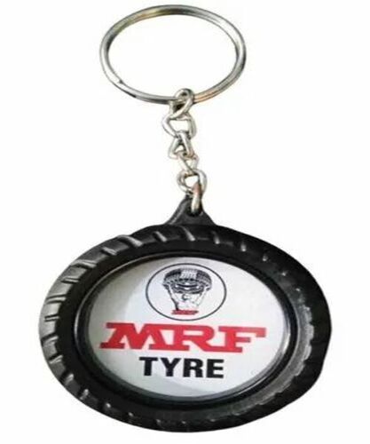 Tyre Keychain - Rubber Material , Black and White Color with Attractive Designs and Plain Pattern