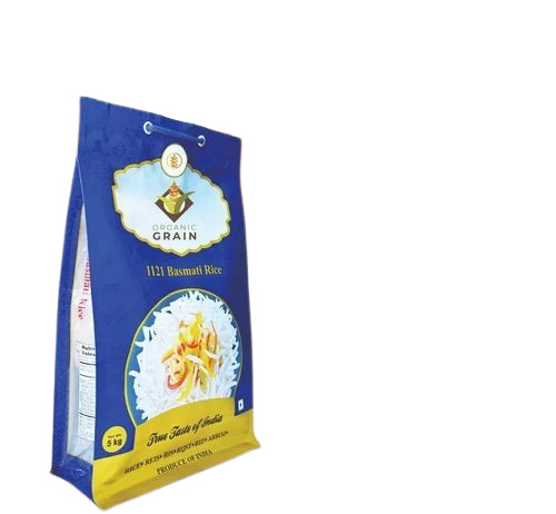 Basmati Rice Packaging Pouch - Multi Layer Lamination, Matte Finish, Zipper Closure, Rotogravure Printed, Flat PET Design