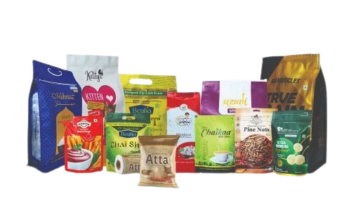Food Packaging Pouches - PET Material, Stand Up Pouch, Multi Layer Lamination, Glossy Finish, Rotogravure Printing, Multi Color Design