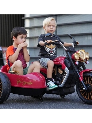 Kids 12v Battery-Operated Electric Bike With Sidecar