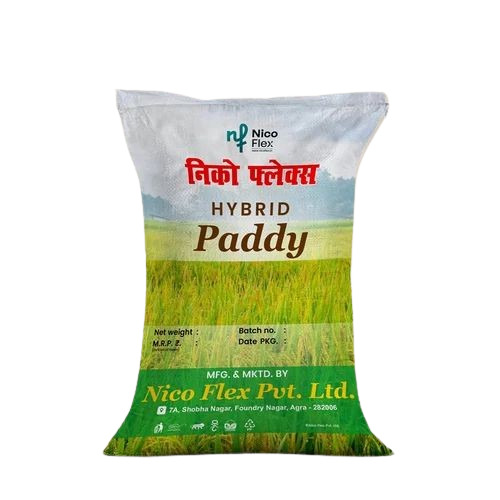 Paddy Seeds Packaging Bag - Polypropylene Material, 25 Kg Capacity, Multi Color Print | Rotogravure Printed Design for Durable Storage