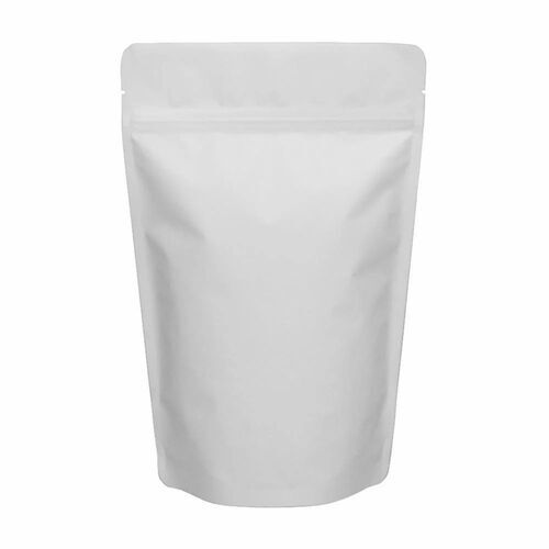 Standup Zipper Pouch - Plastic Material,  Clear White Color | Durable Plain Design, Versatile Packaging Solution