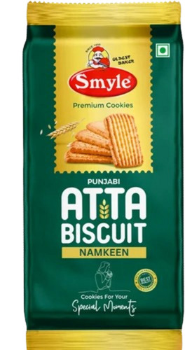 300gm Smyle Namkeen Atta Biscuit - Good Quality, FSSAI Certified, 4-Months Shelf Life | Family Pack, Square Shape, Salty Cookie