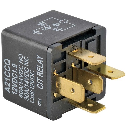 5 Pin Flasher Relay - Copper Contact Material, Miniature Size, Square Shape, Black Color, 12V DC, High Power Load, Industrial Usage
