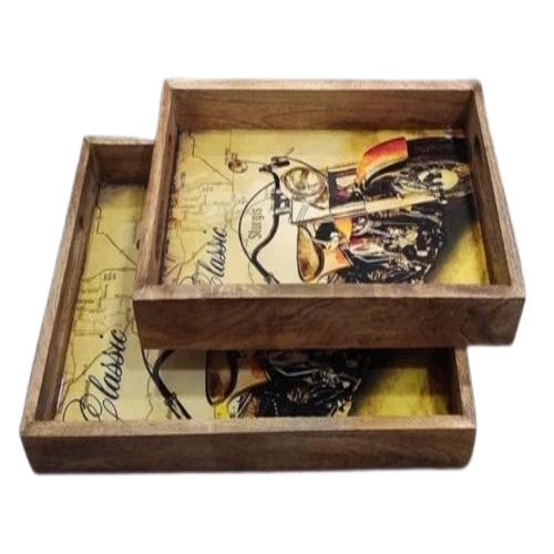 Durable Wooden Tray Set - Medium Size, Polished Surface | Ideal for Kitchen Use and Arts & Crafts