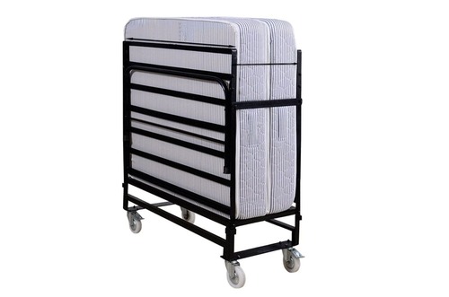 Foldable Rolling Bed - Stainless Steel Frame, Standard Size, Black & Grey Color | Durable, Eco-Friendly, Portable, No Assembly Required, Perfect Finishing