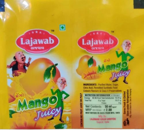 Juice Packaging Pouches - PET (Polyester) Material Multi Color Printed Design | Ideal for Juice Packaging