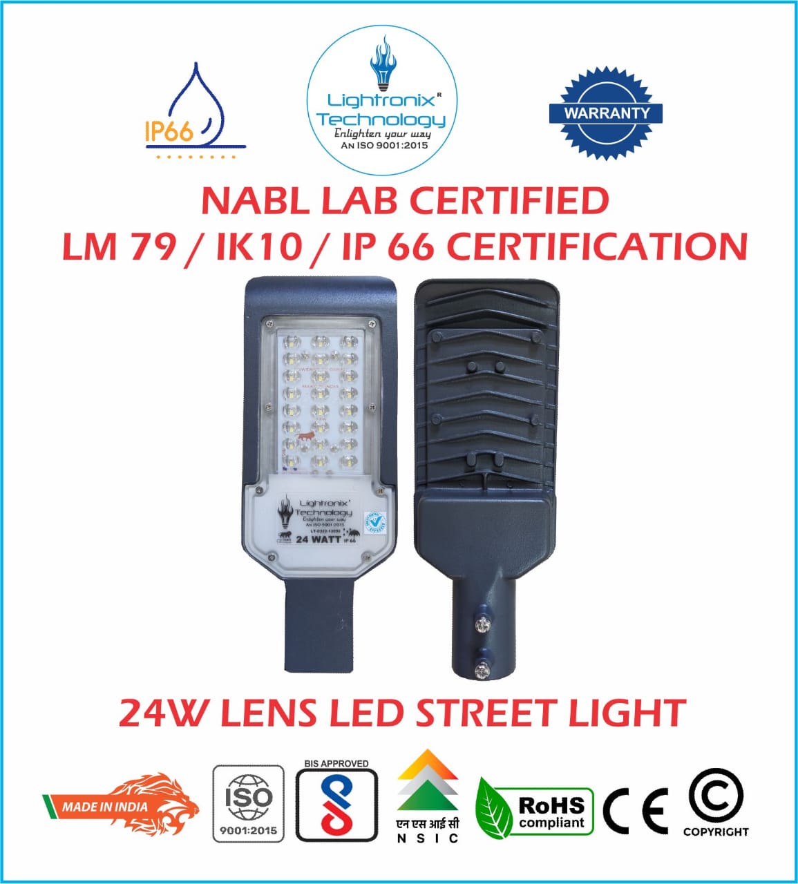 Led Street Light With Dusk To Down Sensor - Color: White