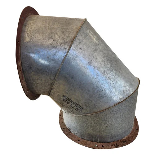Mild Steel Round Duct Elbow - Durable A Grade, Silver, Polished Surface Treatment | High Rated Pressure, Socket Joint Connection for Industrial Ventilation
