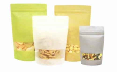 Multicolor Stand Up Zipper Pouches - PET (Polyester), 6 x 4 Inch, Plain Matte Finish | 100 gm Capacity Ideal for Food Packaging