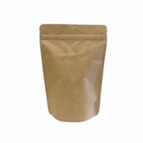 Paper Stand Up Zipper Pouch - Paper Material, 6 x 4 Inch Size, Matte Finish | Brown Color, 250 gm Capacity, Plain Design