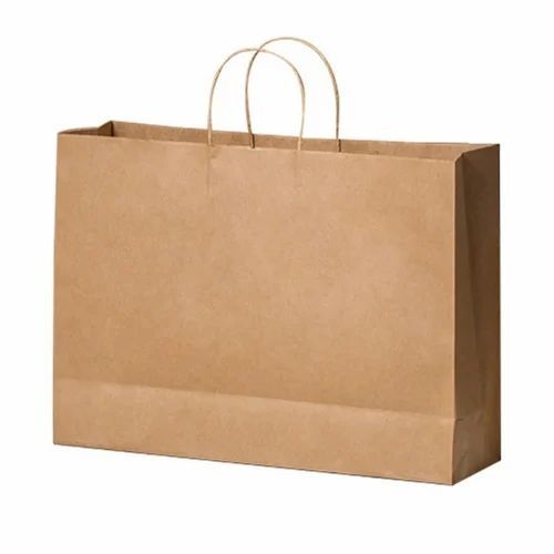 Brown Paper Shopping Bags - Craft Paper, 16 x 6 x 12 Inches, Brown | Biodegradable, Moisture Proof, Recyclable, Rope Handles, Max Load 1kg