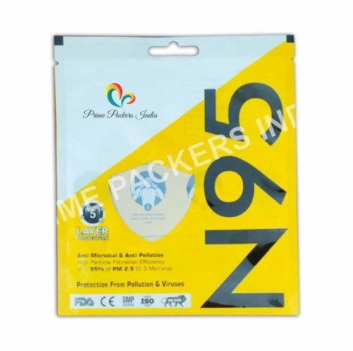 Face Mask Packaging Pouch - Plastic Material, Multi Color, Rotogravure Printed Design | Versatile and Attractive Packaging Solution