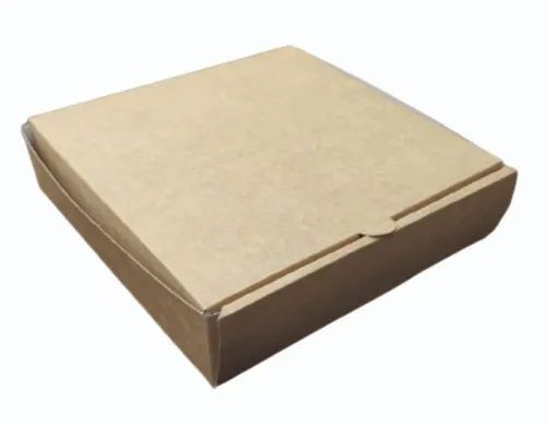 Pizza Packaging Box - Paper, Square Shape, Brown Color | Plain Die Cut Design for Convenient Transport and Storage