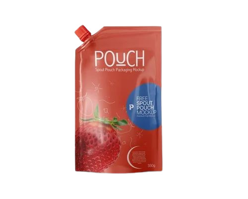 Printed Spouted Pouch - Plastic, 5-7 Inch Length, Red Color | Versatile Food Packaging, Eye-Catching Printed Design