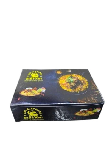 Biryani Packaging Box - Paper, Rectangular, Multi Color | Printed Design for Enhanced Visual Appeal