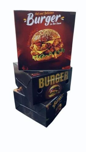Burger Packaging Box - Paper Material, Square Shape, Multi-Color Printed Design | Ideal for Crafting Eye-Catching Food Presentations