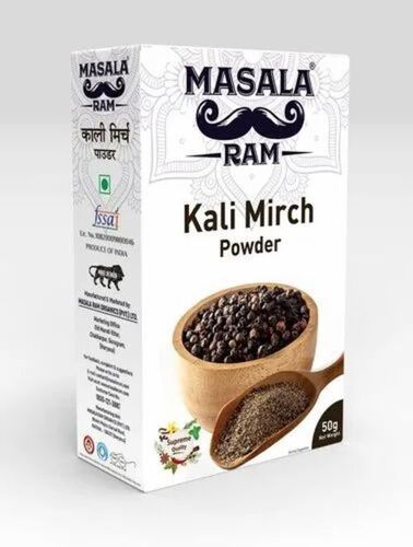 Masala Ram Kali Mirch Powder - 50g Box, FSSAI Certified with Good Quality, Spicy Brown Black Pepper Powder for Culinary Use