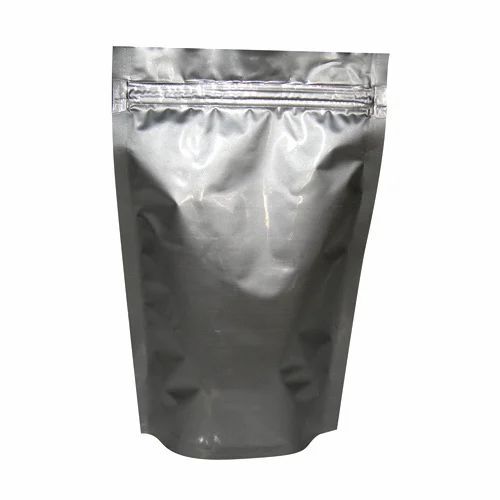 Plain Aluminum Foil Pouches - Silver Aluminum, Stand Up Pouch with Zipper Closure | Ideal for Packaging Materials, Plain Pattern