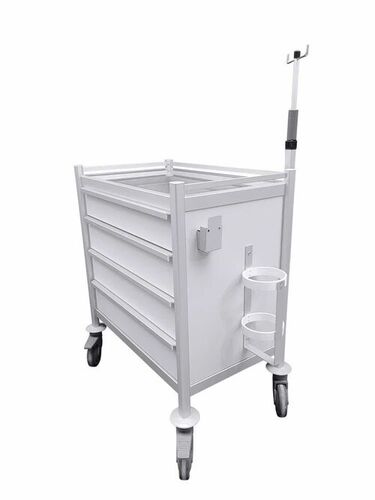 Premium Hospital Emergency Trolley - Color: White