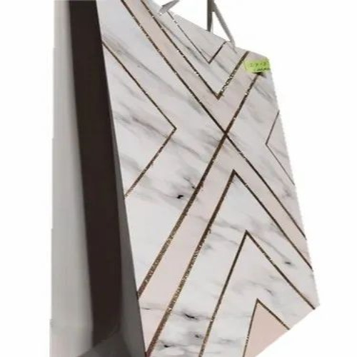 Printed Paper Shopping Bag - 5kg Capacity 12 x 17 x 5 Inch Multi Color | Reusable Easy to Carry Moisture Resistant Non-Zipper Closure Printed Design