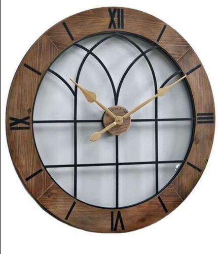 Wooden Round Wall Clock - Color: Grey